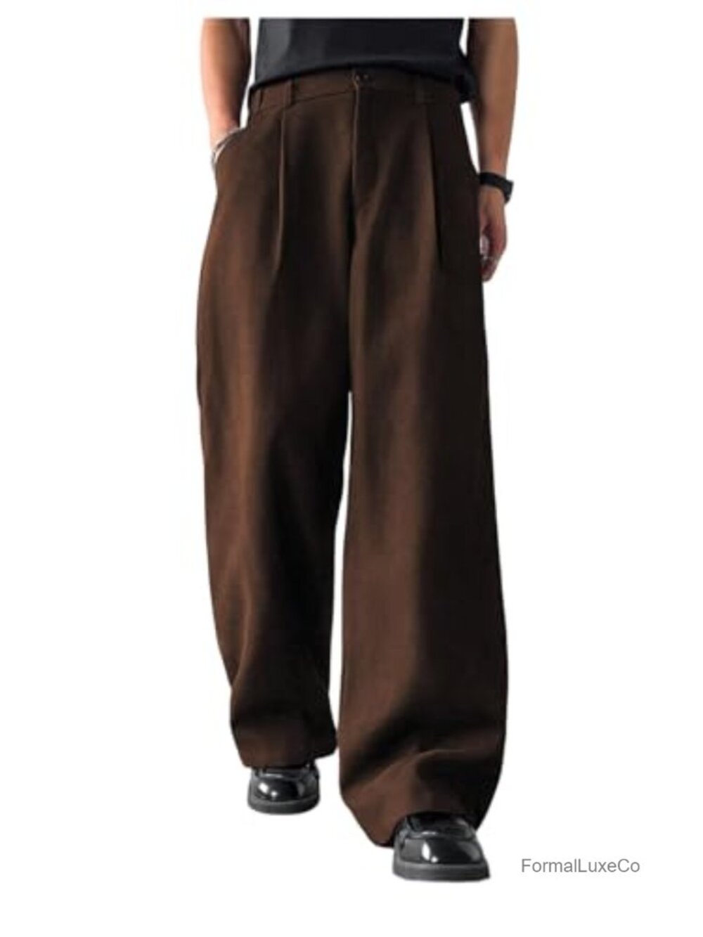 Men's Pleated Dress Pants Straight Leg Zipper Fly Trousers Office